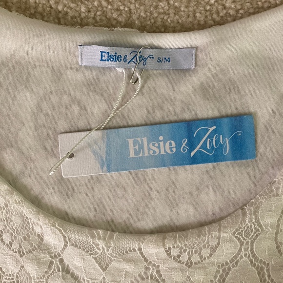 NWT Elsie & Zoey Sleeveless White Lace Shift Dress, Small - Picture 2 of 5